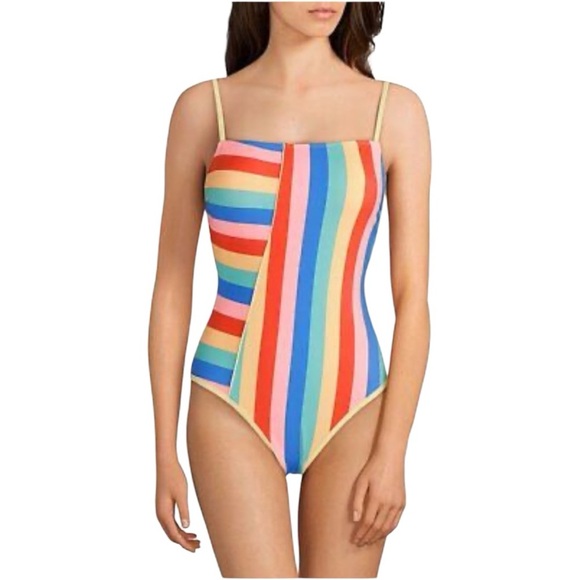 GB Colorful Striped One-Piece Swimsuit SIZE Large - Picture 16 of 16